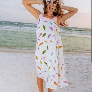 Queen of Sparkles White Dress with Sequin Umbrellas - NWT